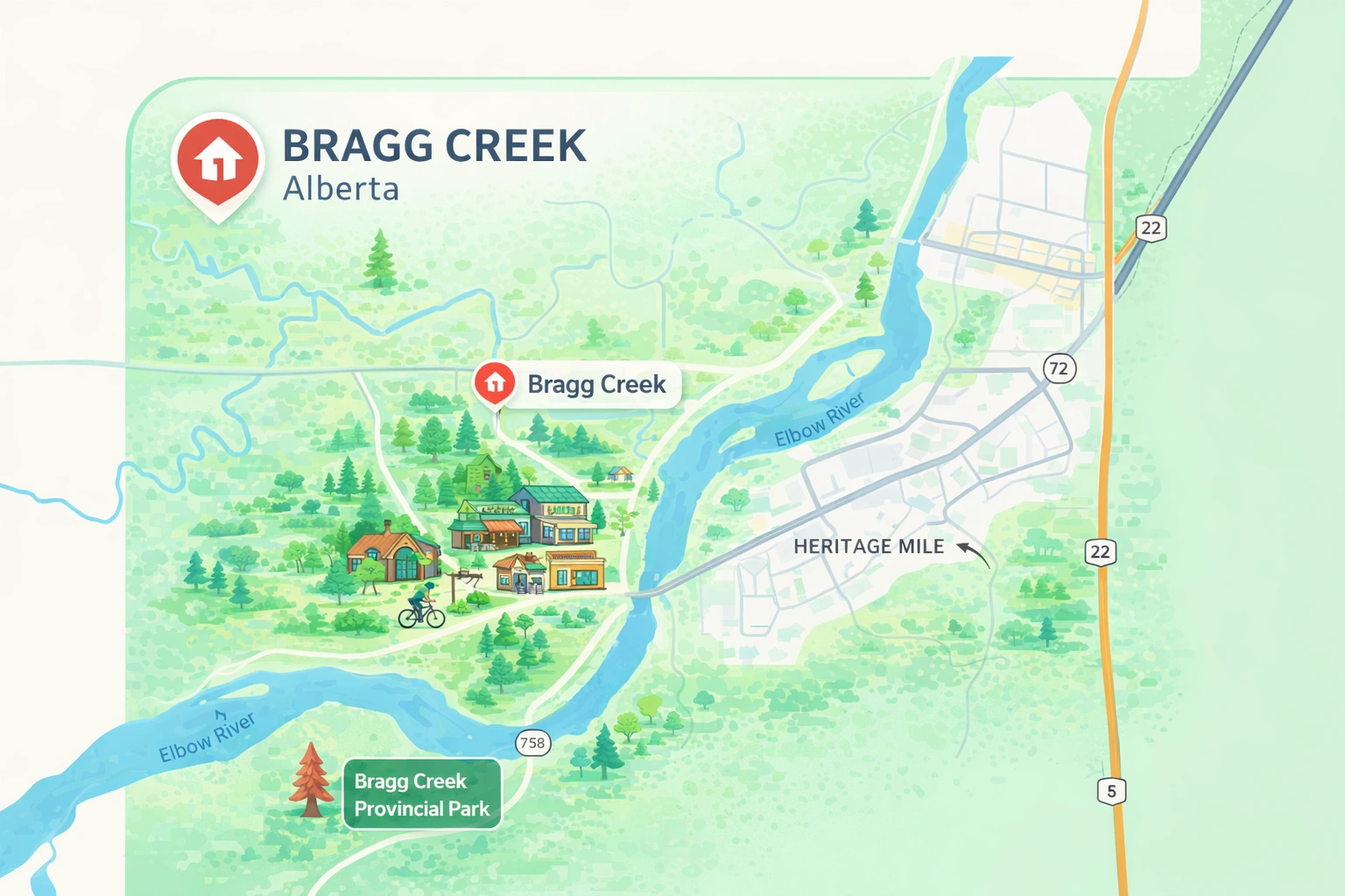 Bragg Creek Alberta community map